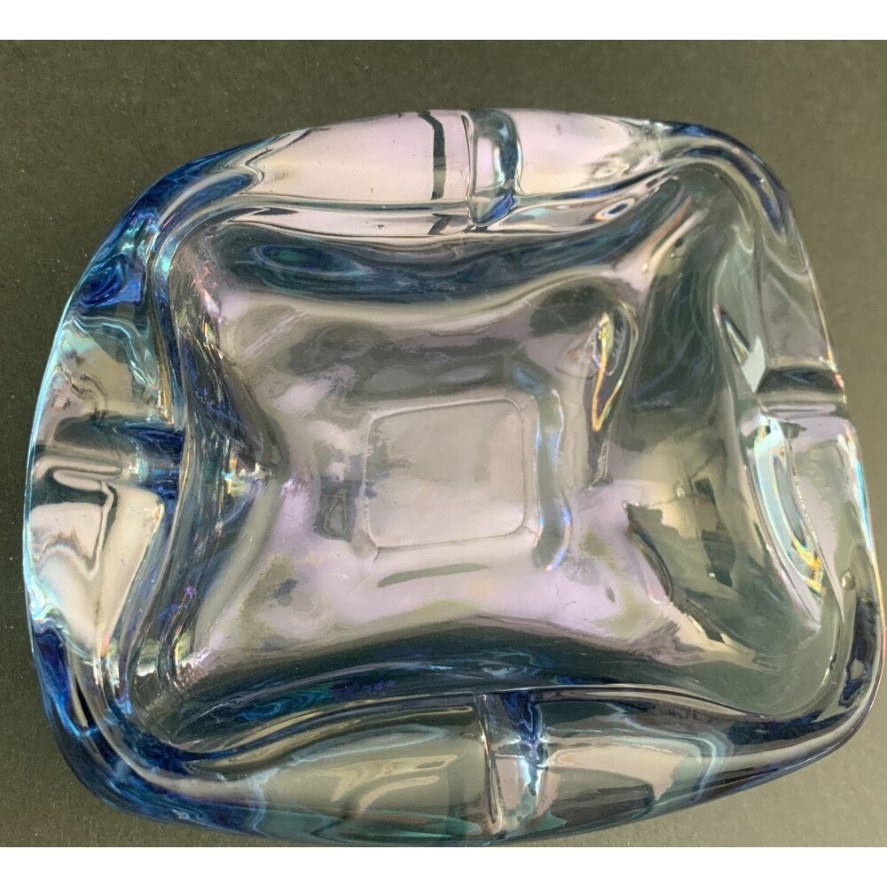 Retro Art Glass Vintage Glass Ashtray Light Blue - Picture 2 of 4